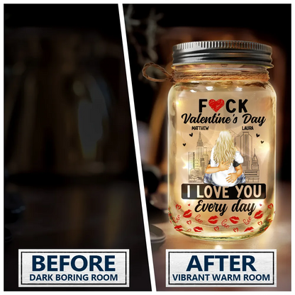 Gift For Couples, Gift For Wife, Gift For Husband, Gift For Boyfriend, Gift For Girlfriend - I Love You Everyday - Personalized Mason Jar Light