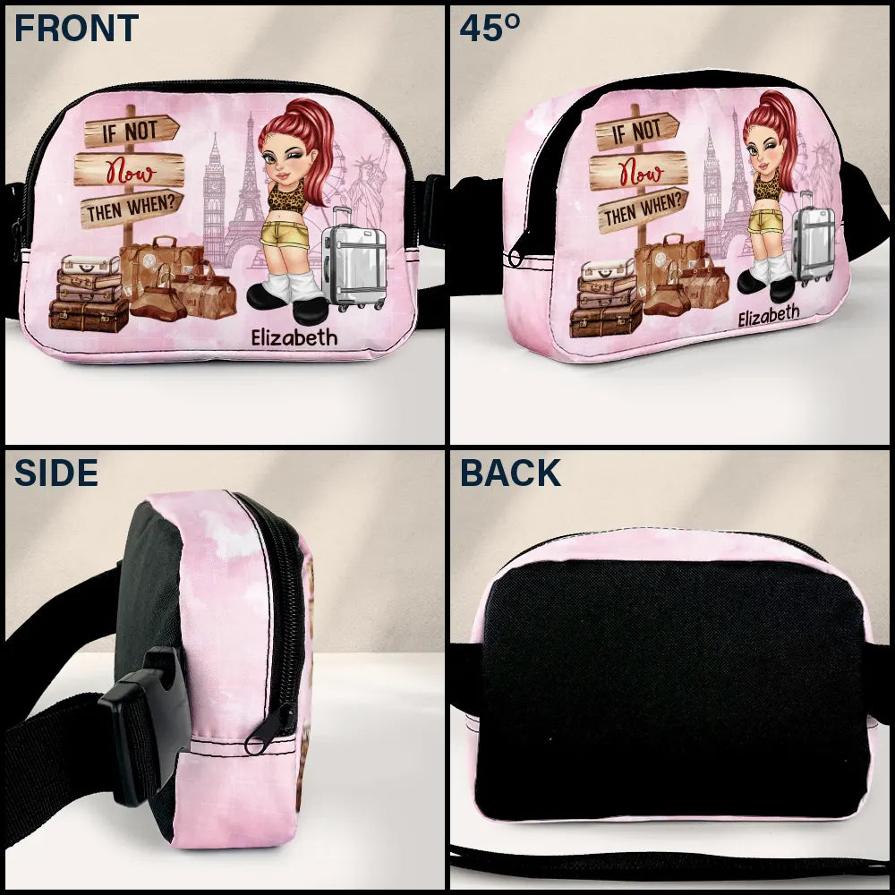 Collect Moments Not Things Travel Is My Therapy - Personalized Crossbody Belt Bag