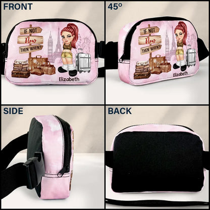 Collect Moments Not Things Travel Is My Therapy - Personalized Crossbody Belt Bag