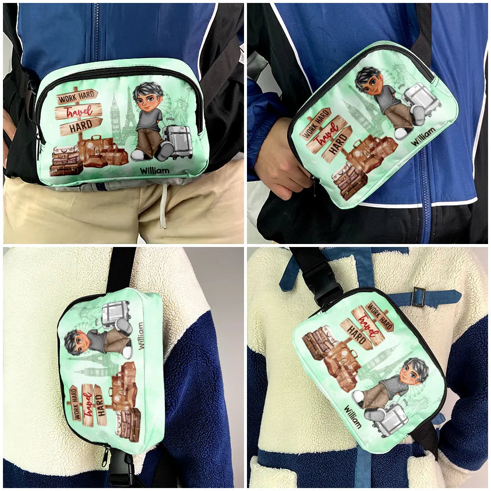 Collect Moments Not Things Travel Is My Therapy - Personalized Crossbody Belt Bag