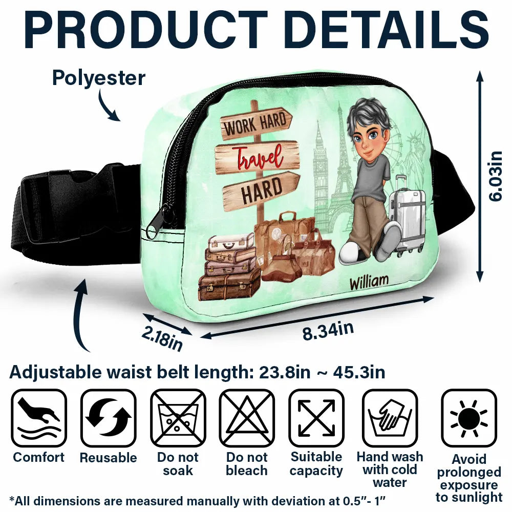 Collect Moments Not Things Travel Is My Therapy - Personalized Crossbody Belt Bag