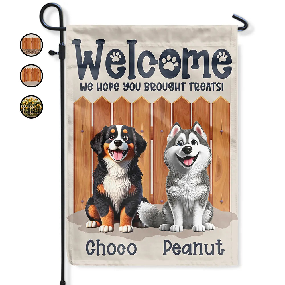 Welcome We Hope You Brought Treats 3D Effect Dogs - Personalized Flag