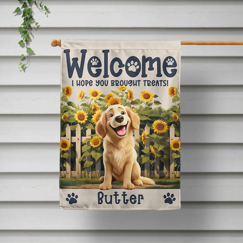 Welcome We Hope You Brought Treats 3D Effect Dogs - Personalized Flag