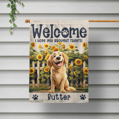 Welcome We Hope You Brought Treats 3D Effect Dogs - Personalized Flag