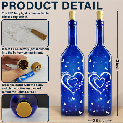 Gift For Grandma, Gift For Mother, Gift For Women, Happy - Mom's Grandma's Sweethearts - Personalized Blue Bottle Light
