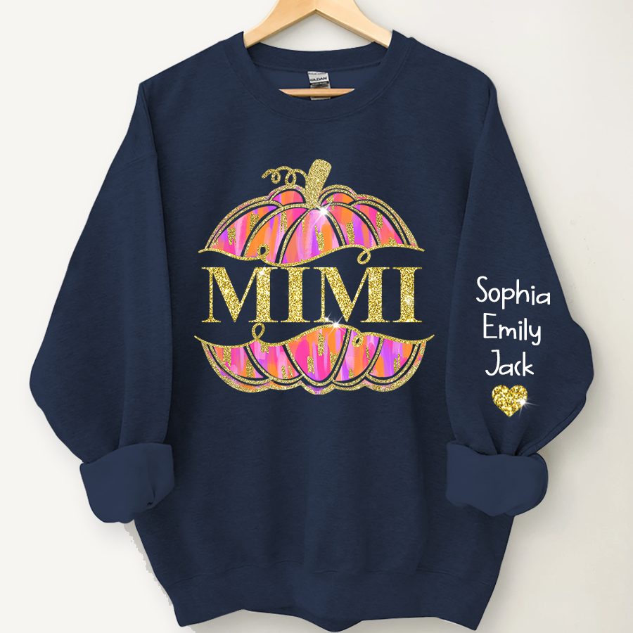 Mimi Pumpkin Glitter And Kids Autumn Sweatshirt