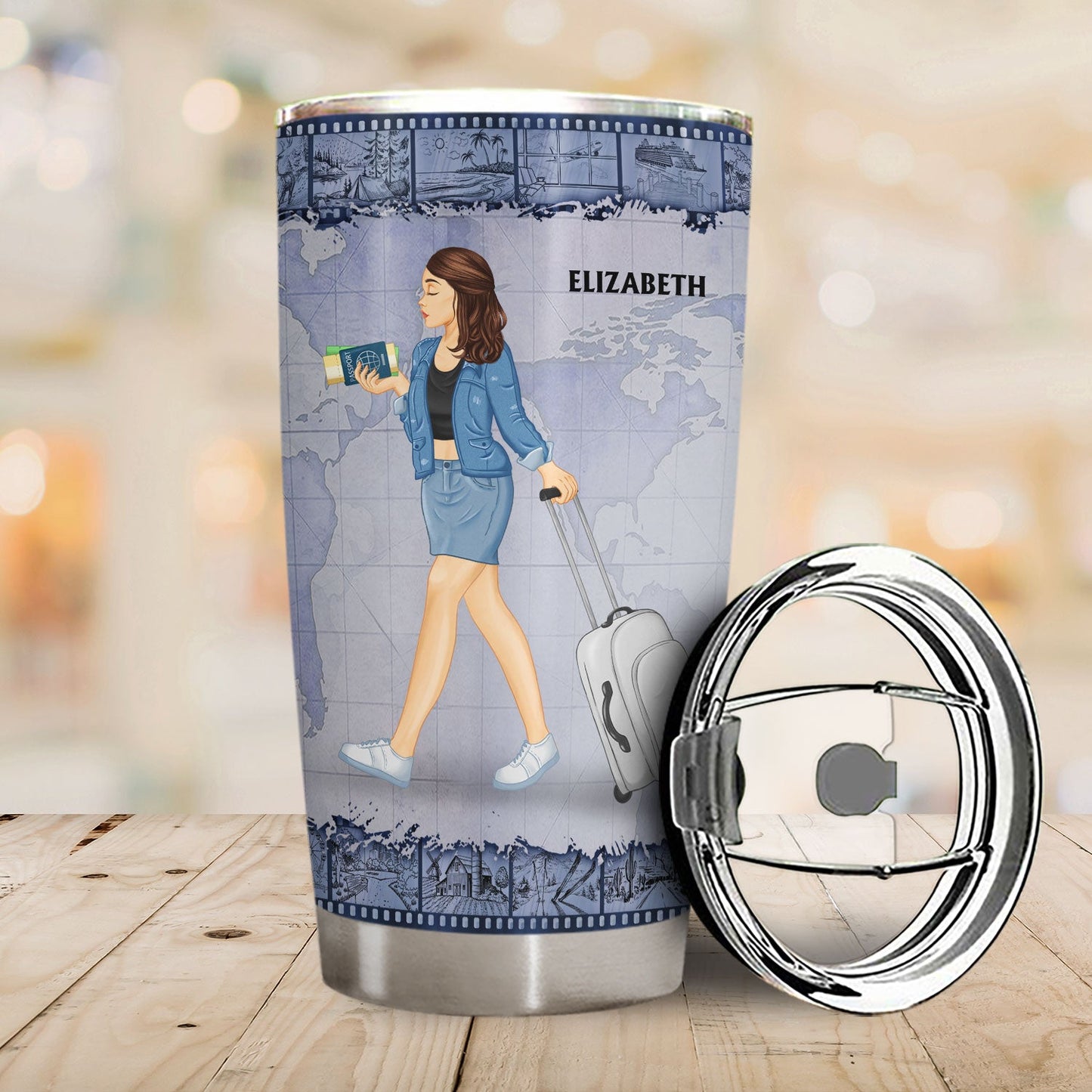 Travel Girl Catch Flights Not Feelings - Birthday Gift For Him, Her, Trippin', Vacation Lovers - Personalized Custom Tumbler