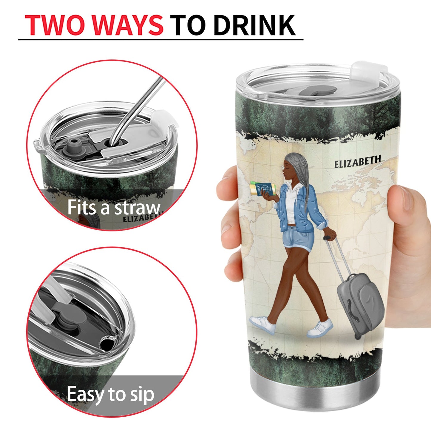 Travel Girl Catch Flights Not Feelings - Birthday Gift For Him, Her, Trippin', Vacation Lovers - Personalized Custom Tumbler