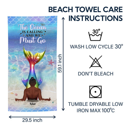 Some Girls Are Just Born With The Ocean In Their Souls - Birthday Gift For BFF, Besties, Beach, Mermaid Lovers - Personalized Custom Beach Towel