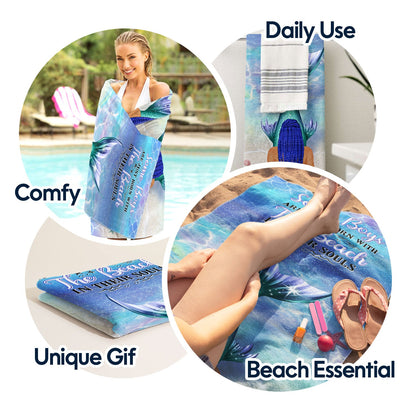Some Girls Are Just Born With The Ocean In Their Souls - Birthday Gift For BFF, Besties, Beach, Mermaid Lovers - Personalized Custom Beach Towel