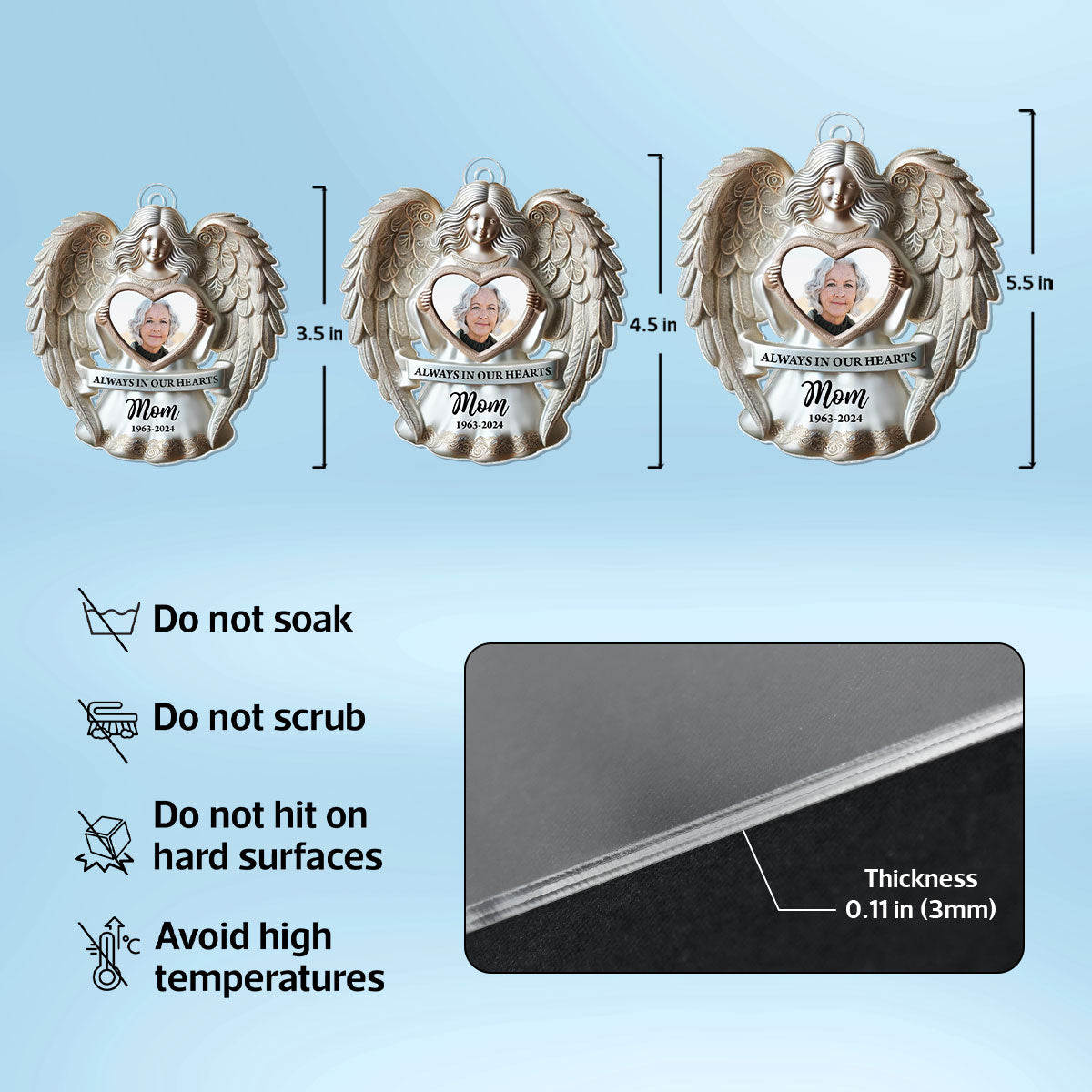 Angel Among Us Upload Photo Memorial Acrylic Ornament, 2024 Personalized 3D Effect Memorial Ornament, Heartfelt Memorial Keepsake For Your Loved One