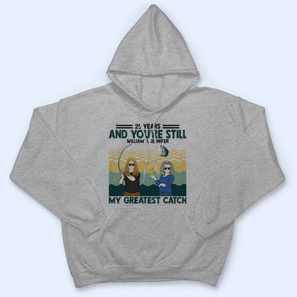 My Greatest Catch Husband Wife Fishing Couple - Personalized Custom T Shirt