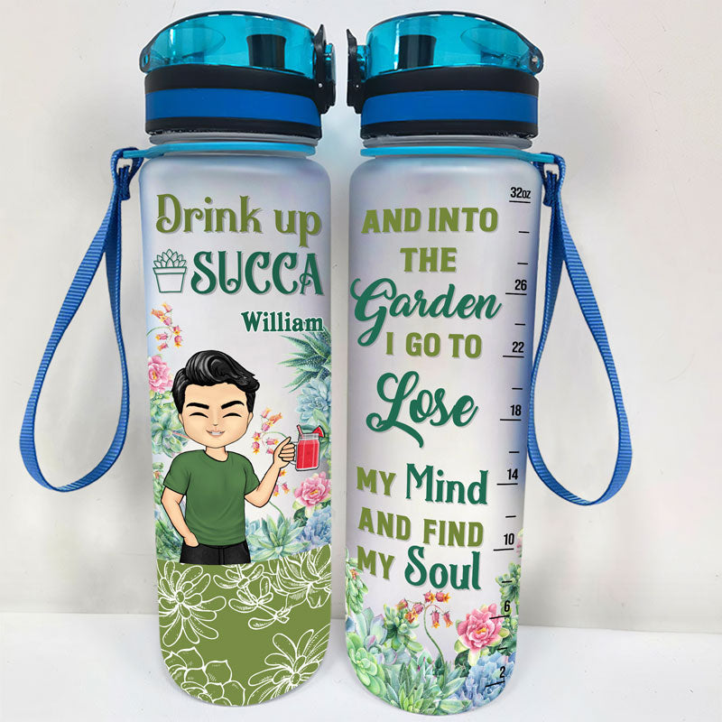 Drink Up Succa - Gift For Gardeners - Personalized Custom Water Tracker Bottle