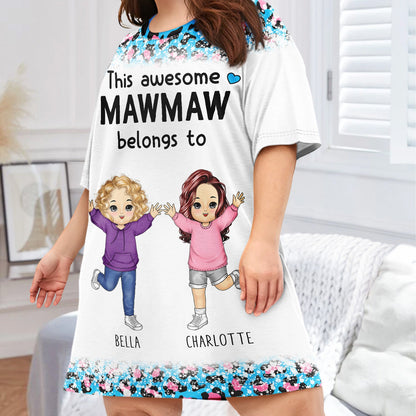 This Belongs To - Gift For Grandma, Mommy - Personalized Women's Sleep Tee