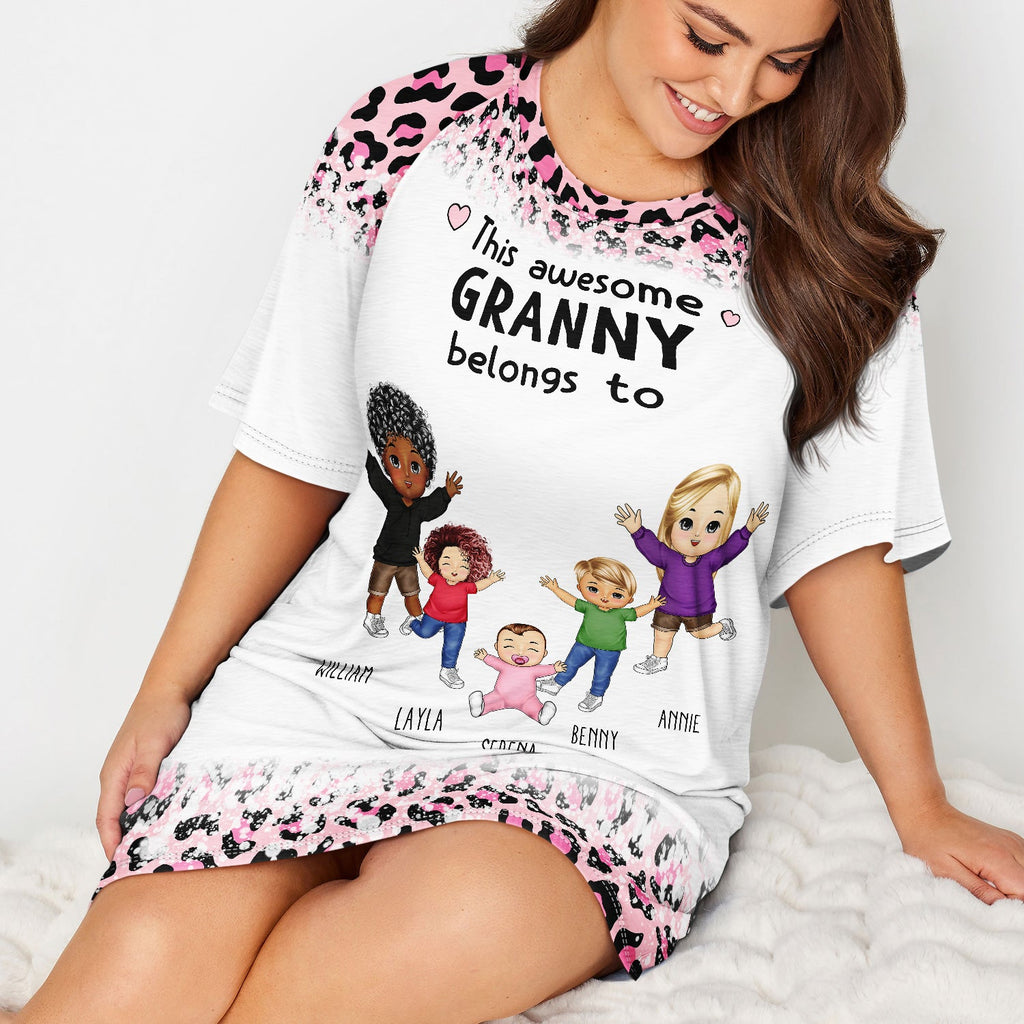 This Belongs To - Gift For Grandma, Mommy - Personalized Women's Sleep Tee