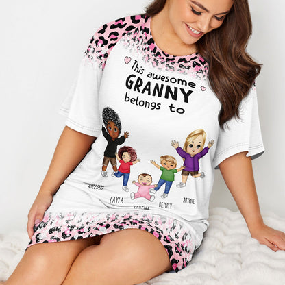 This Belongs To - Gift For Grandma, Mommy - Personalized Women's Sleep Tee