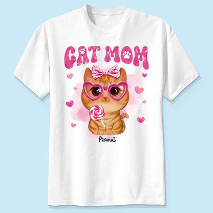 Valentine's Day Watercolor Cute Cats Cat Mom Personalized Shirt, Valentine's Day Gift For Cat Lovers, Cat Moms