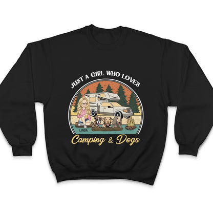 Camping Girl Her Dog & Her Camper - Gift For Camping Lovers - Personalized Custom T Shirt