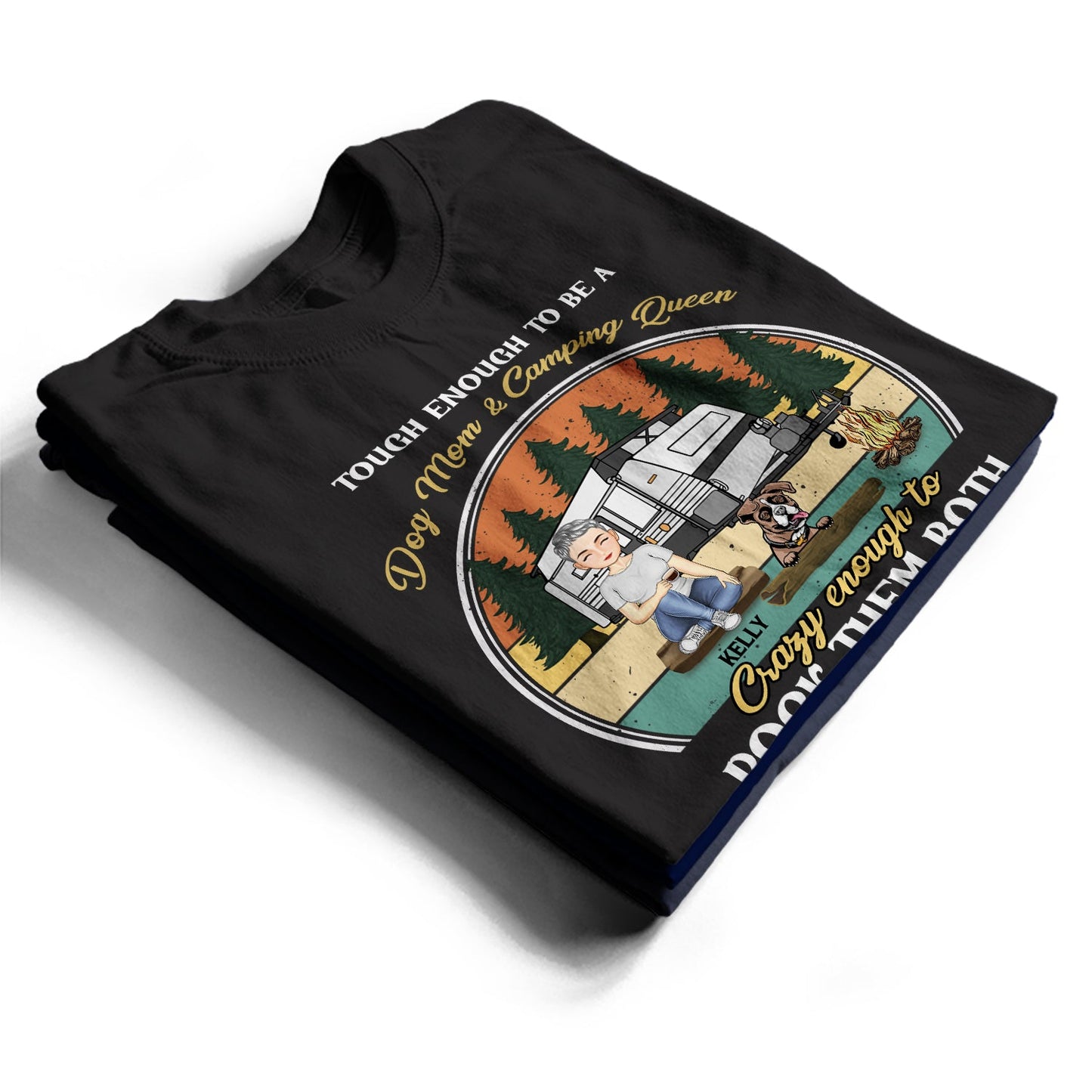 Camping Girl Her Dog & Her Camper - Gift For Camping Lovers - Personalized Custom T Shirt