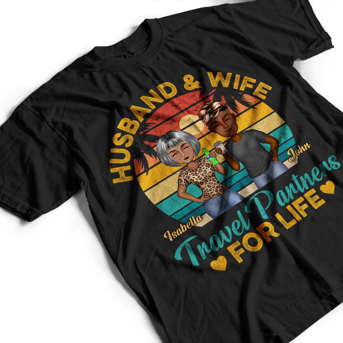 Husband And Wife Travel Partners For Life Traveling Couples Beach Vacation - Anniversary, Birthday Gift For Spouse, Boyfriend, Girlfriend - Personalized Custom T Shirt