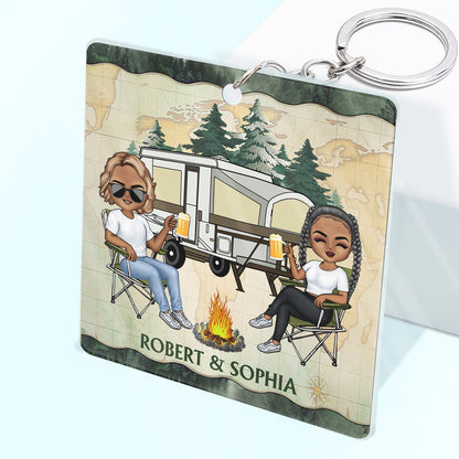 Husband And Wife Camping Partners For Life - Anniversary, Birthday Gift For Spouse, Husband, Wife, Boyfriend, Girlfriend, Campers - Personalized Custom Acrylic Keychain