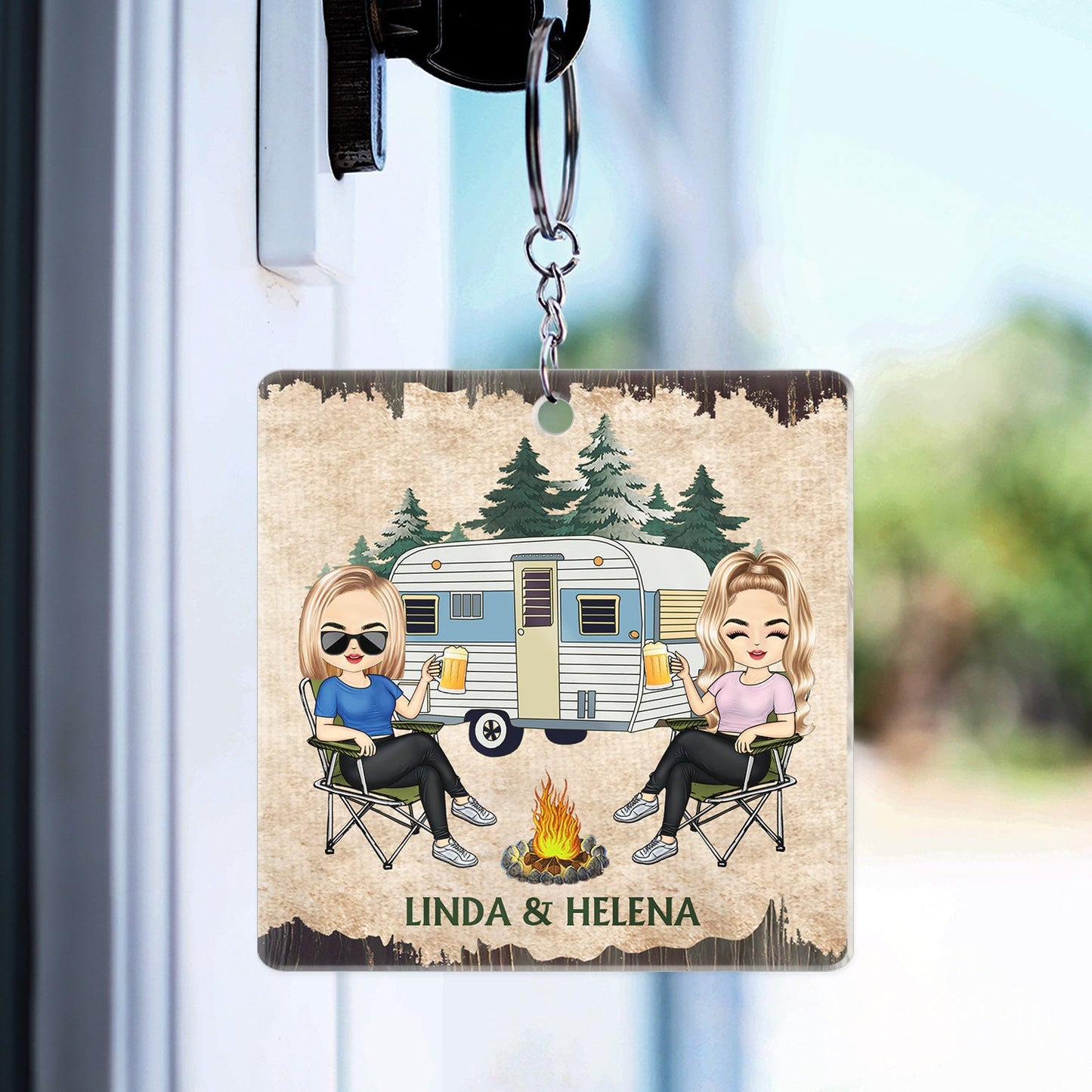 Husband And Wife Camping Partners For Life - Anniversary, Birthday Gift For Spouse, Husband, Wife, Boyfriend, Girlfriend, Campers - Personalized Custom Acrylic Keychain