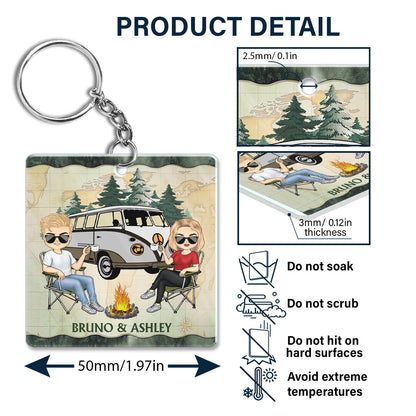 Husband And Wife Camping Partners For Life - Anniversary, Birthday Gift For Spouse, Husband, Wife, Boyfriend, Girlfriend, Campers - Personalized Custom Acrylic Keychain