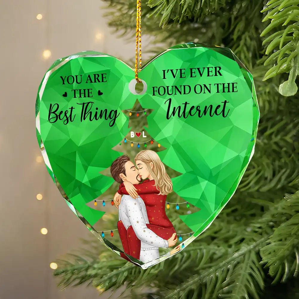 You Are The Best Thing Christmas Couples - Personalized Heart Shaped Acrylic Ornament