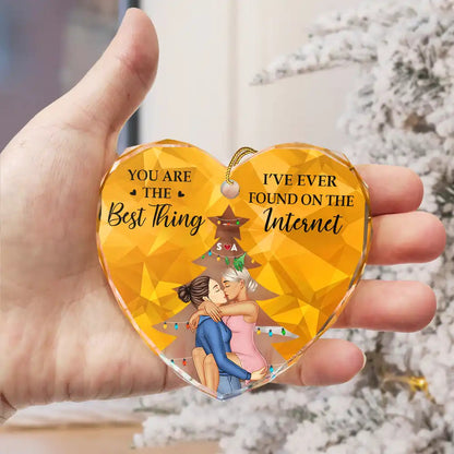 You Are The Best Thing Christmas Couples - Personalized Heart Shaped Acrylic Ornament