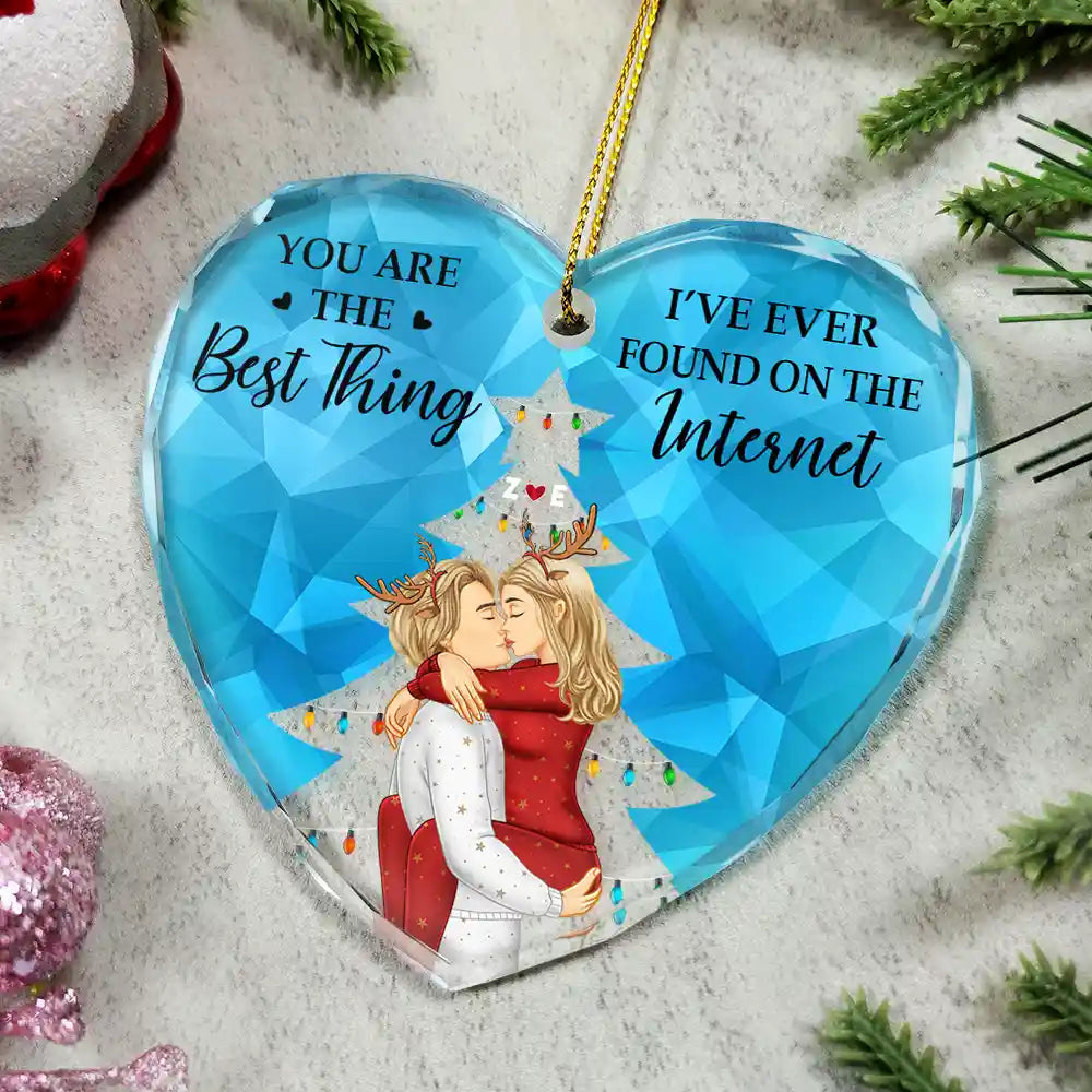 You Are The Best Thing Christmas Couples - Personalized Heart Shaped Acrylic Ornament