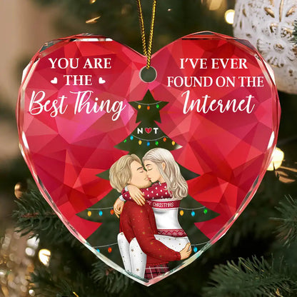 You Are The Best Thing Christmas Couples - Personalized Heart Shaped Acrylic Ornament