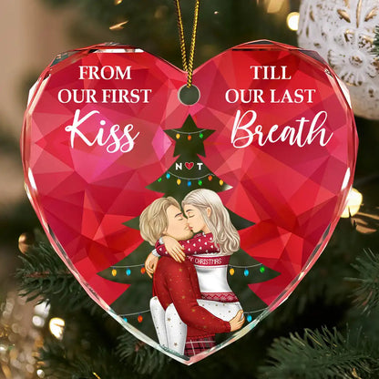 From Our First Kiss Till Our Last Breath Christmas Couple - Personalized Custom Shaped Acrylic Ornament