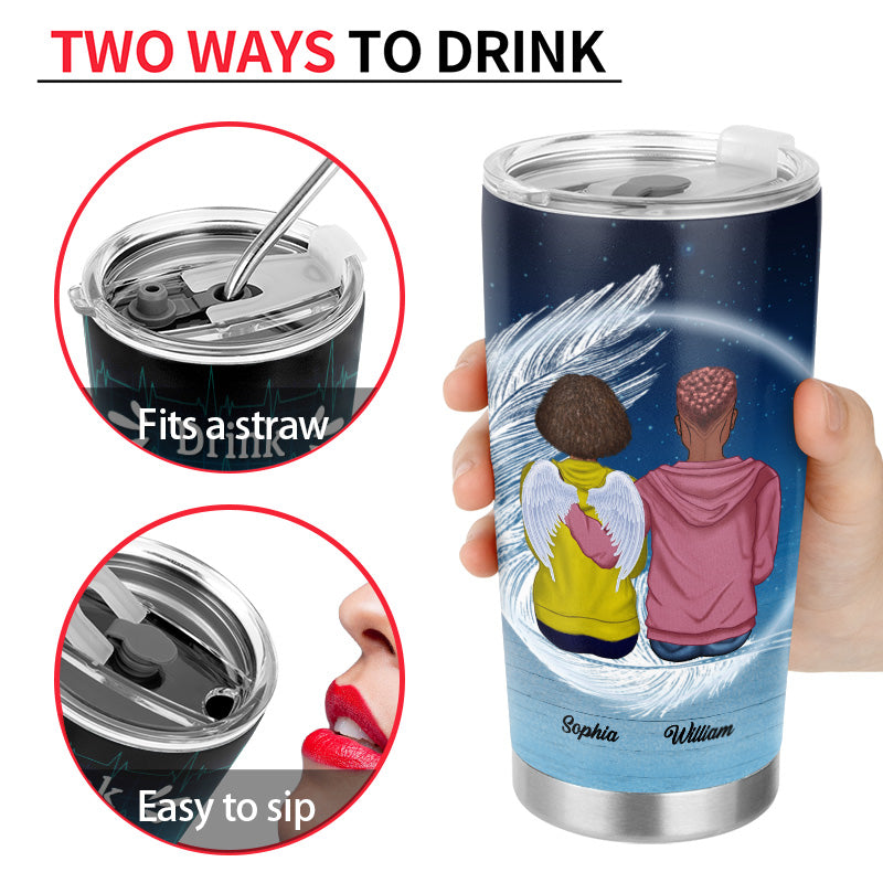 I'm A Wife To A Husband With Wings - Memorial Gift For Couples - Personalized Custom Tumbler