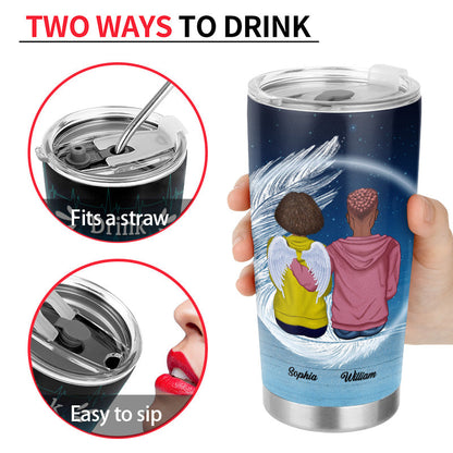 I'm A Wife To A Husband With Wings - Memorial Gift For Couples - Personalized Custom Tumbler