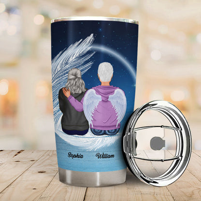 I'm A Wife To A Husband With Wings - Memorial Gift For Couples - Personalized Custom Tumbler