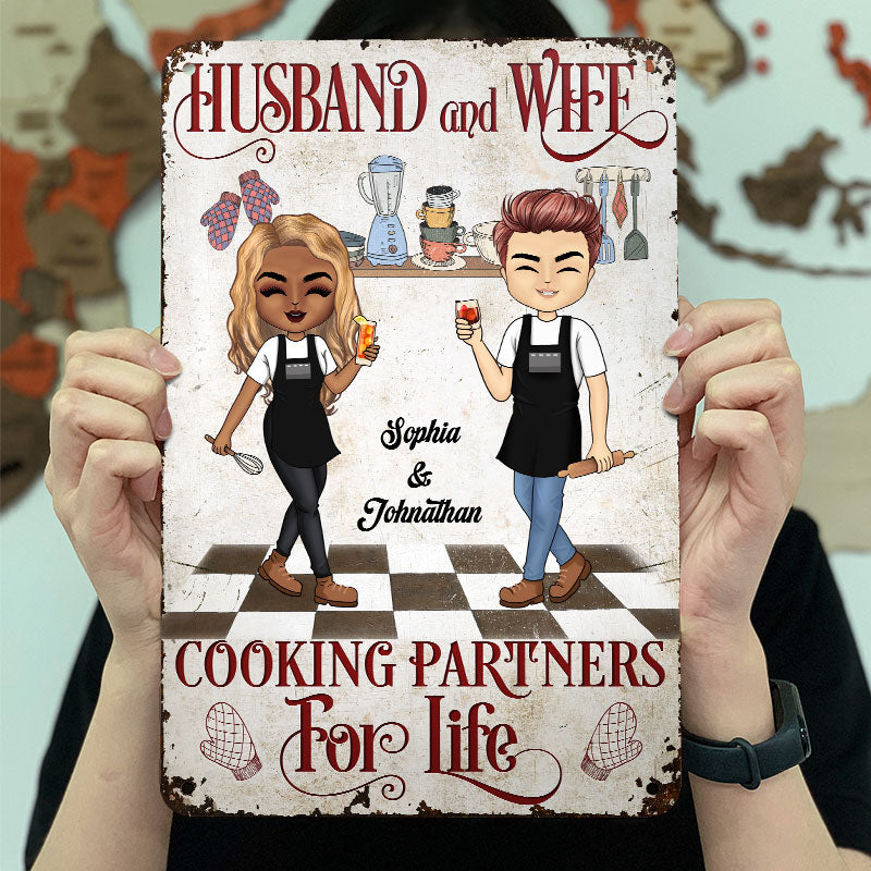 Cooking Partners For Life - Gift For Couples - Personalized Custom Classic Metal Signs