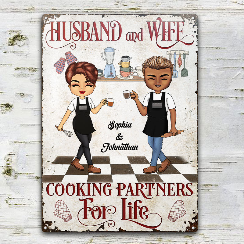 Cooking Partners For Life - Gift For Couples - Personalized Custom Classic Metal Signs