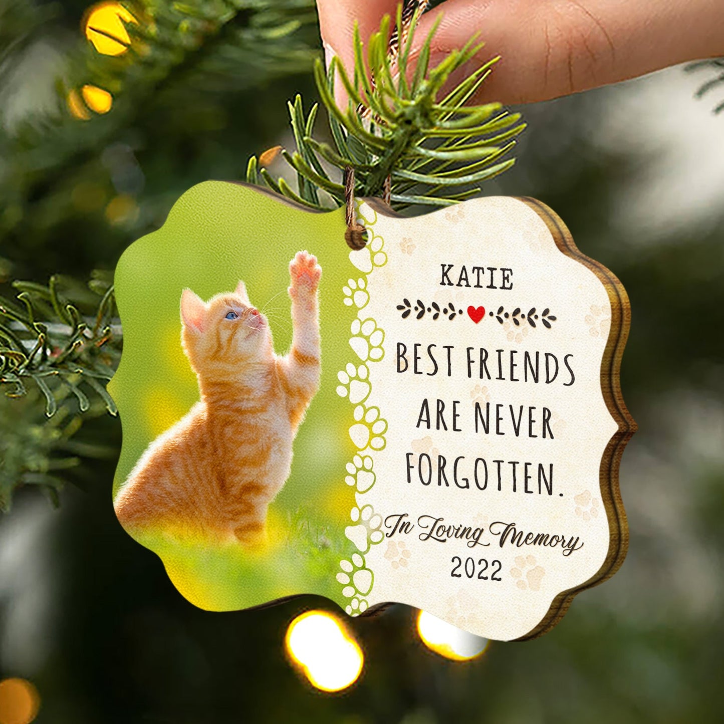 Custom Photo Dog Cat If Love Alone Could Have Kept You Here - Memorial Gift - Personalized Custom Wooden Ornament