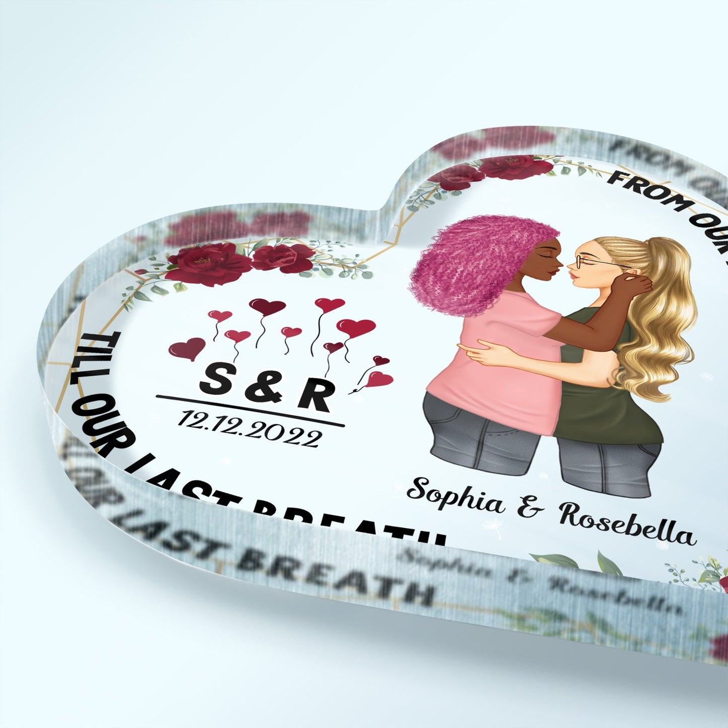 From Our First Kiss - Gift For Couple - Personalized Custom Heart Shaped Acrylic Plaque