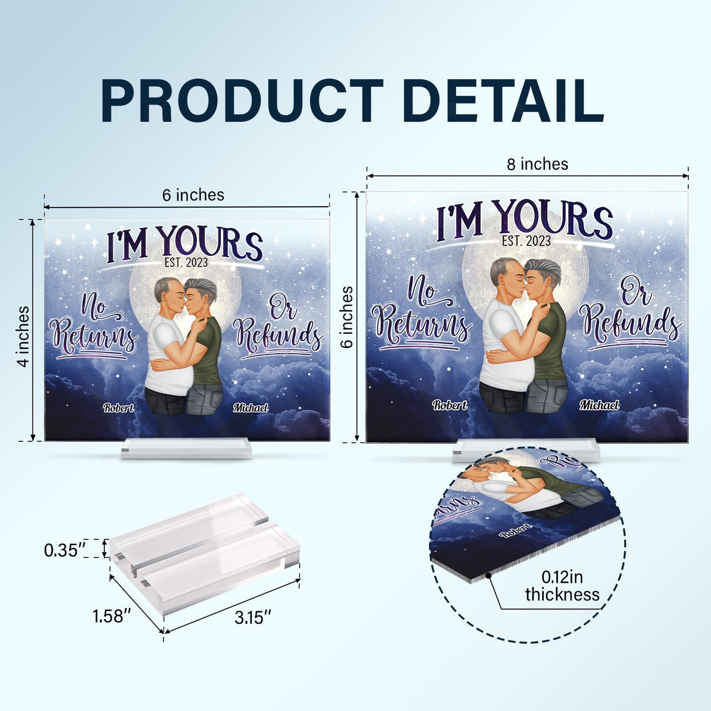 No Returns Or Refunds - Gift For Couple - Personalized Custom Horizontal Rectangle Acrylic Plaque