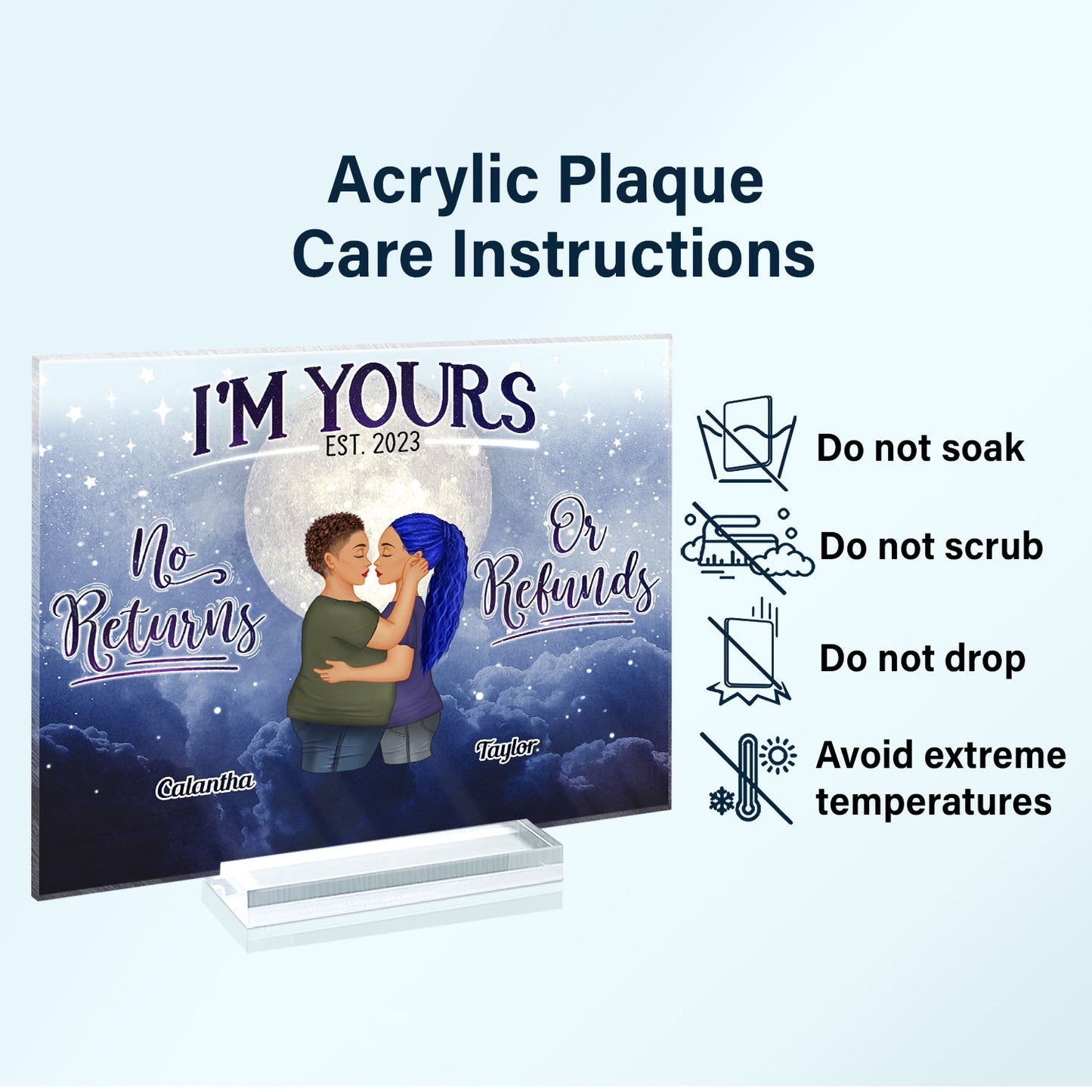 No Returns Or Refunds - Gift For Couple - Personalized Custom Horizontal Rectangle Acrylic Plaque