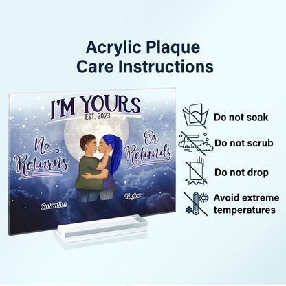 No Returns Or Refunds - Gift For Couple - Personalized Custom Horizontal Rectangle Acrylic Plaque