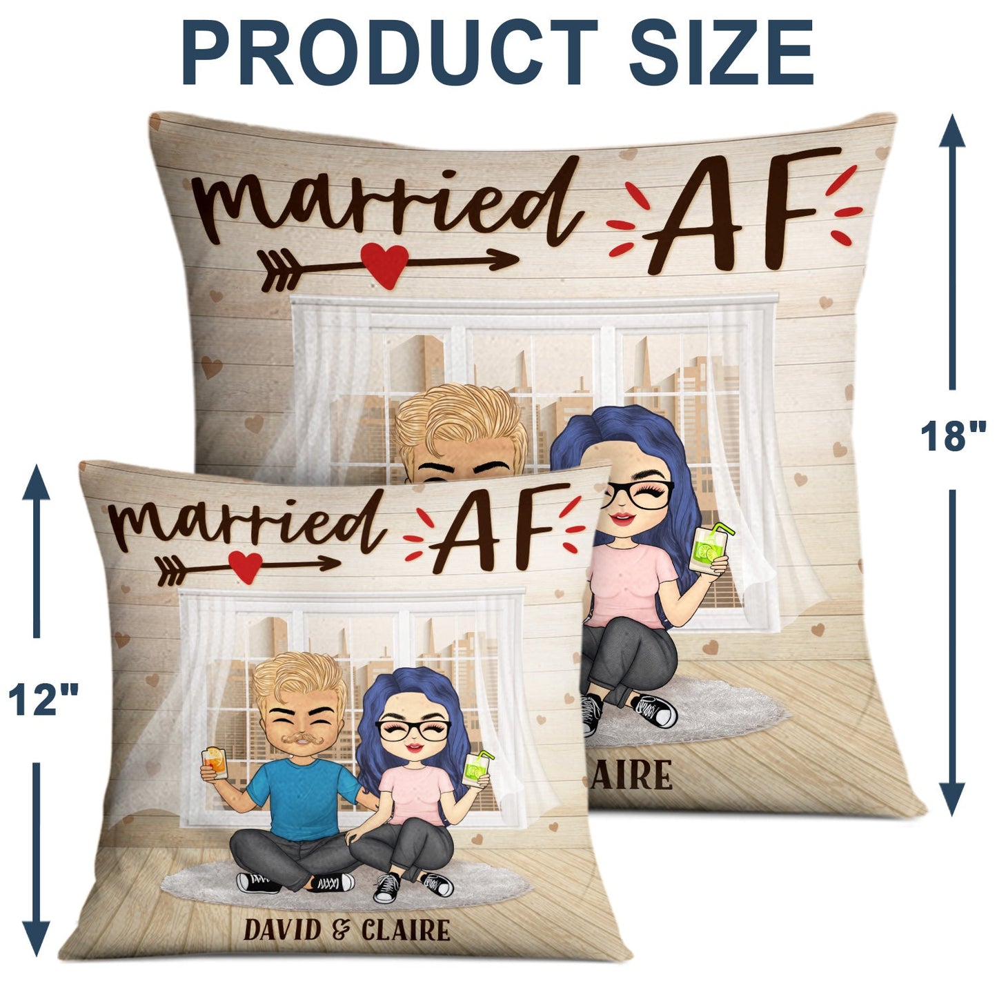 Married Af - Gift For Couples - Personalized Custom Pillow