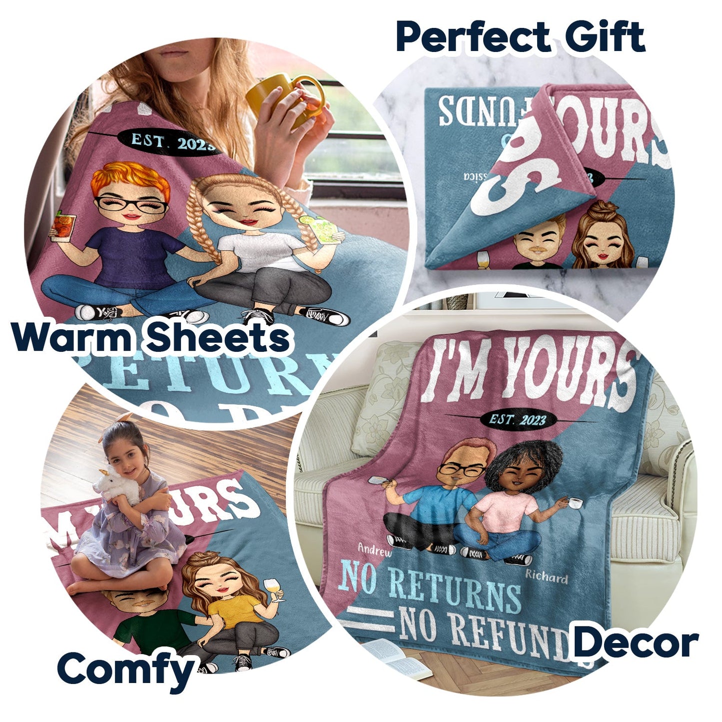 I'm Yours No Returns Or Refund - Gift For Couple - Personalized Custom Fleece Blanket