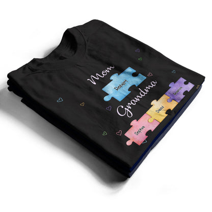 Mom Grandma Puzzle - Gift For Mom, Grandma - Personalized Custom T Shirt