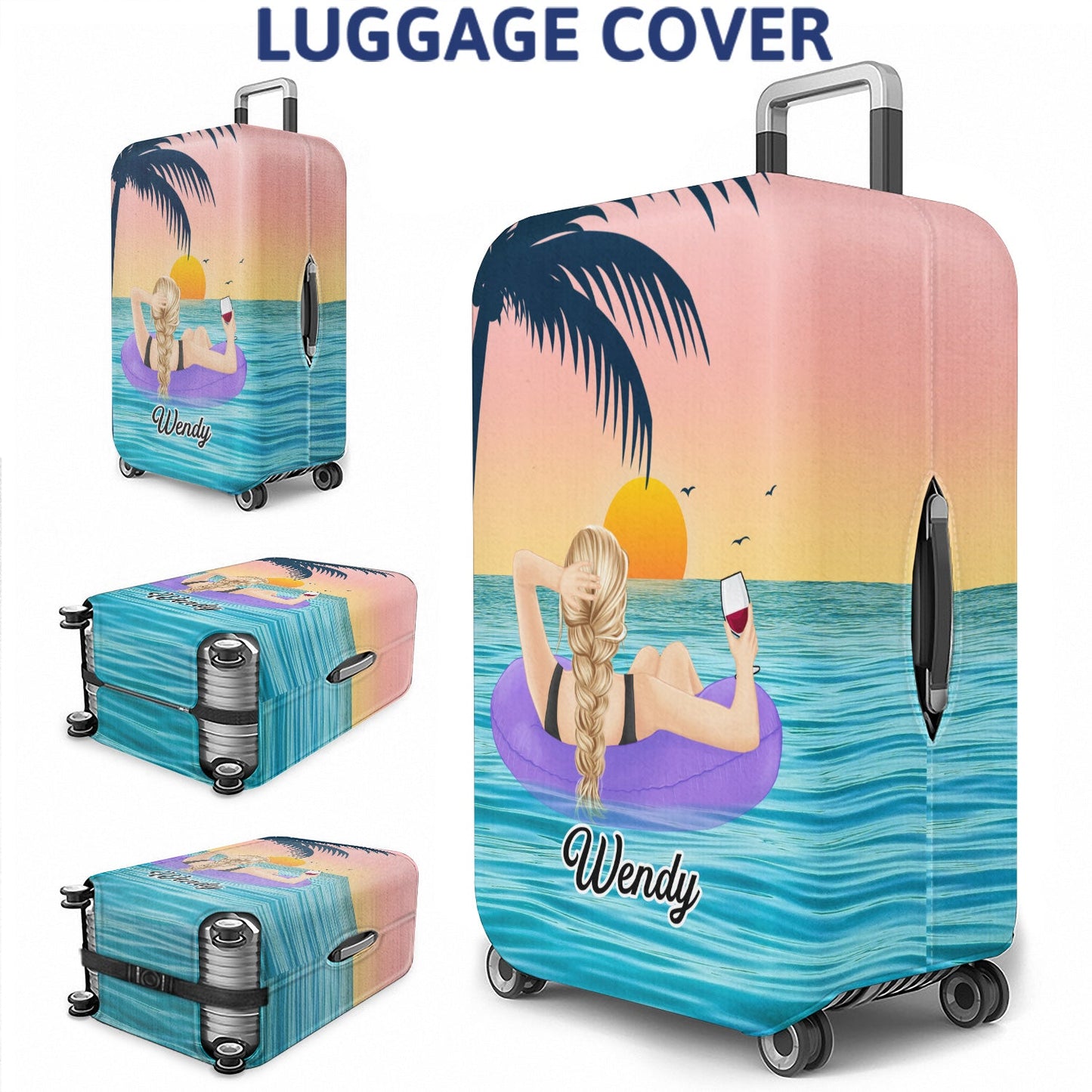 Float Drink Tan & Repeat Summer Beach Vibes - Gift For Her, Yourself, Girlfriend, Traveling Lovers - Personalized Custom Luggage Cover