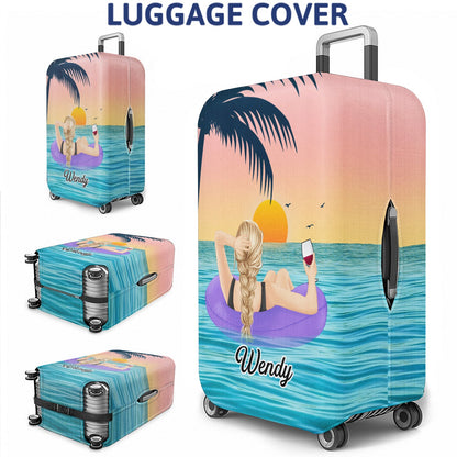 Float Drink Tan & Repeat Summer Beach Vibes - Gift For Her, Yourself, Girlfriend, Traveling Lovers - Personalized Custom Luggage Cover