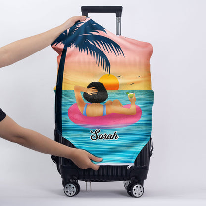 Float Drink Tan & Repeat Summer Beach Vibes - Gift For Her, Yourself, Girlfriend, Traveling Lovers - Personalized Custom Luggage Cover