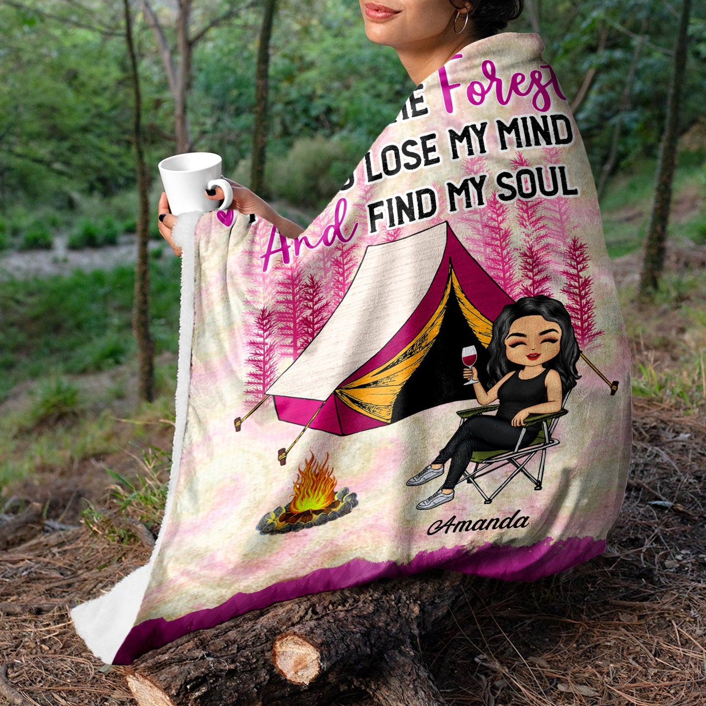 And Into The Forest I Go To Lose - Gift For Camping Lovers - Personalized Custom Fleece Blanket