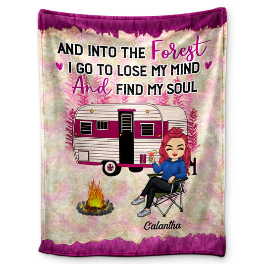 And Into The Forest I Go To Lose - Gift For Camping Lovers - Personalized Custom Fleece Blanket